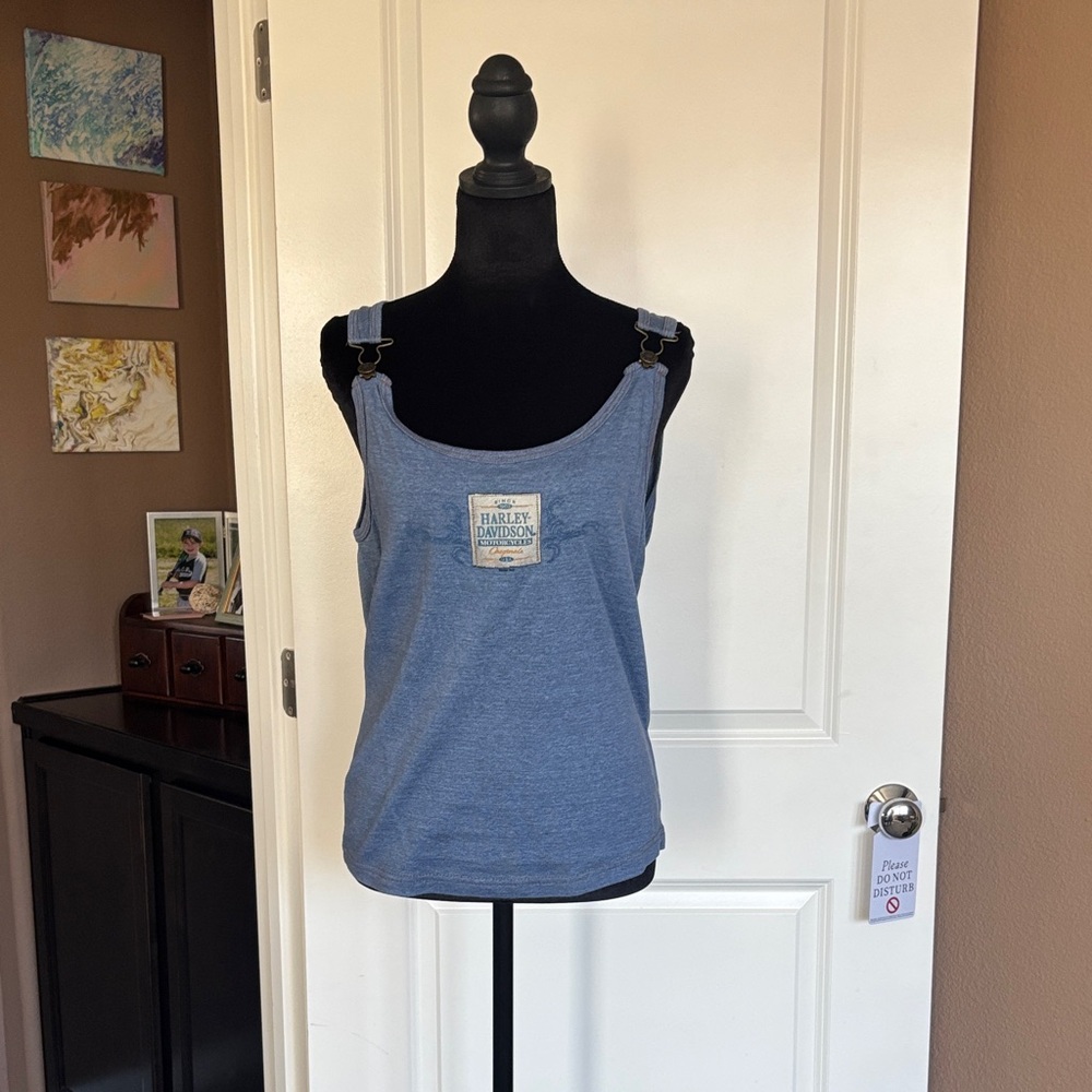 Harley-Davidson Women's Heather Blue Tank with Buckle Straps